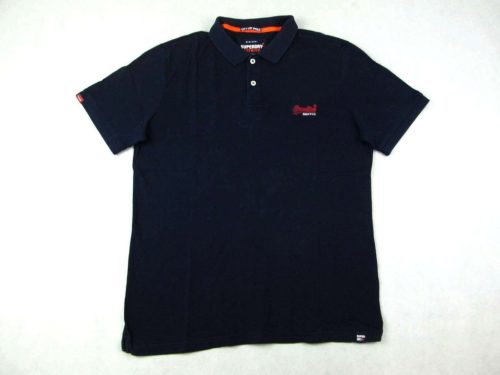 SUPERDRY FÉRFI (XL / L) ELEGÁNS RÖVID UJJÚ SÖTÉTKÉK GALLÉROS PÓLÓ
