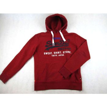   SUPERDRY FÉRFI (L) SPORTOS BORDÓ KAPUCNIS MASSZÍV PULÓVER