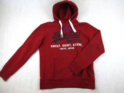 SUPERDRY FÉRFI (L) SPORTOS BORDÓ KAPUCNIS MASSZÍV PULÓVER