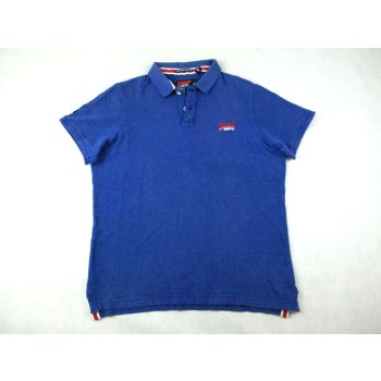   SUPERDRY FÉRFI (2XL / XL) SPORTOS ELEGÁNS KÉK RÖVID UJJÚ GALLÉROS PÓLÓ