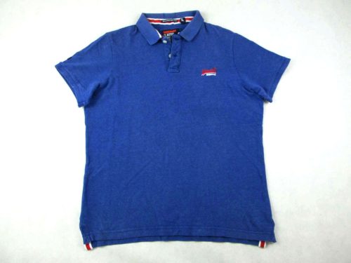 SUPERDRY FÉRFI (2XL / XL) SPORTOS ELEGÁNS KÉK RÖVID UJJÚ GALLÉROS PÓLÓ