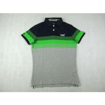   SUPERDRY FÉRFI (S) SPORTOS ELEGÁNS RÖVID UJJÚ SÖTÉTKÉK-ZÖLD-SZÜRKE GALLÉROS PÓLÓ