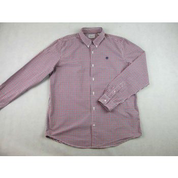   TIMBERLAND FÉRFI (L) ELEGÁNS PIROS-SÖTÉTKÉK-FEHÉR APRÓ KOCKÁS HOSSZÚ UJJÚ ING