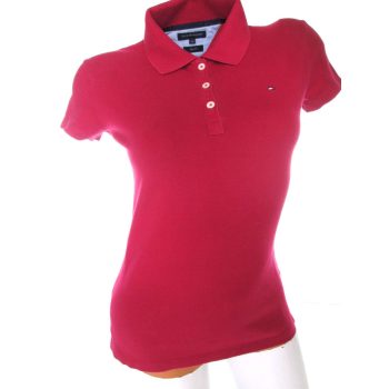   TOMMY HILFIGER CSINOS RÖVID UJJÚ NŐI (S) SÖTÉT-CIKLÁMEN PÓLÓ GALLÉROS FELSŐ