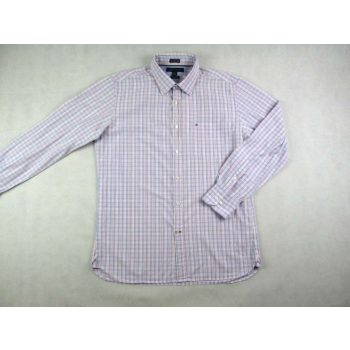   TOMMY HILFIGER ELEGÁNS FEHÉR-PASZTELL-KÉK-RÓZSASZÍN KOCKÁS HOSSZÚ UJJÚ FÉRFI (L) ING