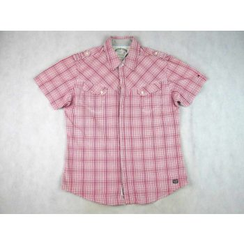   TOMMY HILFIGER ELEGÁNS RÓZSASZÍN-PASZTELL-PIROS KOCKÁS RÖVID UJJÚ FÉRFI (XL) ING