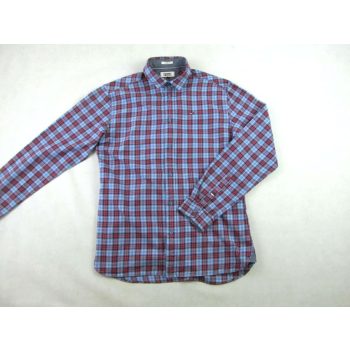   TOMMY HILFIGER FÉRFI (S) ELEGÁNS BORDÓ-PASZTELL-KÉK KOCKÁS HOSSZÚ UJJÚ ING