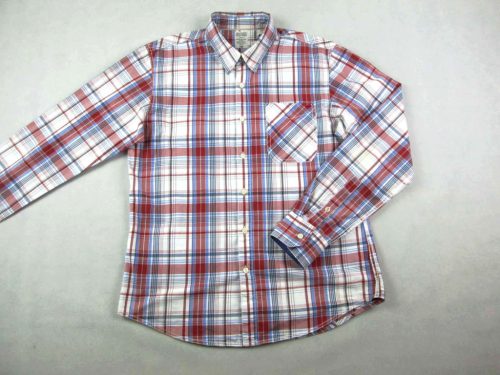 TOMMY HILFIGER FÉRFI (L) ELEGÁNS FEHÉR-KÉK-PIROS KOCKÁS HOSSZÚ UJJÚ ING