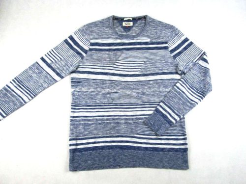 TOMMY HILFIGER FÉRFI (L) ELEGÁNS HOSSZÚ UJJÚ SZÜRKÉS-KÉK PULÓVER