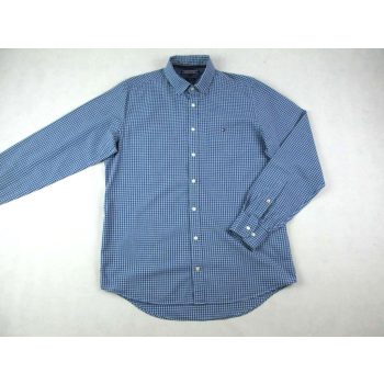   TOMMY HILFIGER FÉRFI (L) ELEGÁNS KÉK-SÖTÉTKÉK APRÓ KOCKÁS HOSSZÚ UJJÚ ING