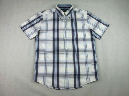 TOMMY HILFIGER FÉRFI (M) ELEGÁNS RÖVID UJJÚ FEHÉR-SZÜRKE KOCKÁS ING