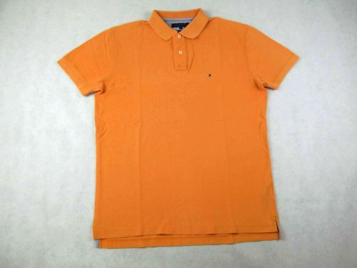 TOMMY HILFIGER FÉRFI (L) SPORTOS ELEGÁNS PASZTELL-NARANCSSÁRGA RÖVID UJJÚ GALLÉROS PÓLÓ