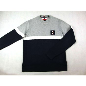   TOMMY HILFIGER FÉRFI (XL) SÖTÉTKÉK-SZÜRKE ELEGÁNS HOSSZÚ UJJÚ PULÓVER