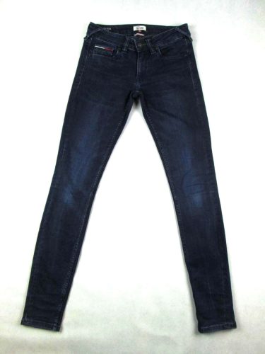 TOMMY HILFIGER LOW RISE SKINNY NŐI (S - W27 / L32) SÖTÉTKÉK SZTRECCSES FARMER