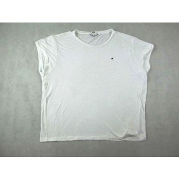   TOMMY HILFIGER NŐI (2XL) CSINOS RÖVID UJJÚ FEHÉR PÓLÓ FELSŐ