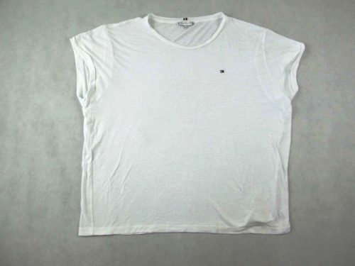TOMMY HILFIGER NŐI (2XL) CSINOS RÖVID UJJÚ FEHÉR PÓLÓ FELSŐ