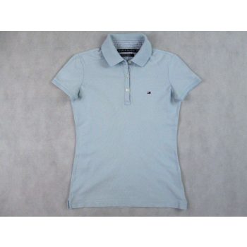   TOMMY HILFIGER RÖVID UJJÚ NŐI (XS) VILÁGOSKÉK GALLÉROS PÓLÓ FELSŐ