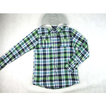   TOMMY HILFIGER SPORTOS ELEGÁNS FÉRFI (S) ZÖLD-KÉK-SZÜRKE KAPUCNIS ING-PULÓVER