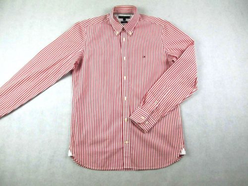 TOMMY HILFIGER SLIM FIT FÉRFI (M) ELEGÁNS HOSSZÚ UJJÚ PIROS-FEHÉR CSÍKOS ING