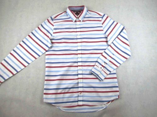 TOMMY HILFIGER SLIM FIT FÉRFI (XL) FEHÉR-KÉK CSÍKOS ELEGÁNS HOSSZÚ UJJÚ ING