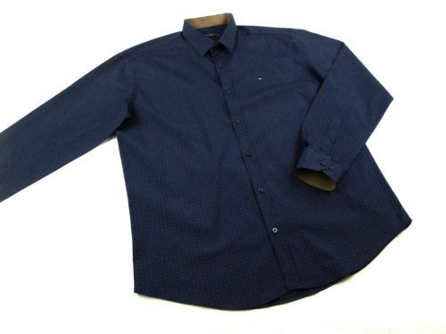 TOMMY HILFIGER SLIM FIT FÉRFI (2XL) SÖTÉTKÉK ELEGÁNS HOSSZÚ UJJÚ RUGALMAS ING