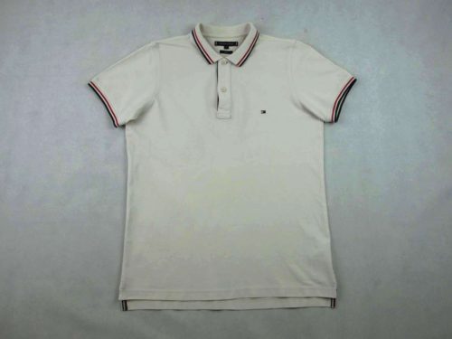 TOMMY HILFIGER SLIM FIT FÉRFI (S) SPORTOS ELEGÁNS RÖVID UJJÚ BÉZS GALLÉROS PÓLÓ