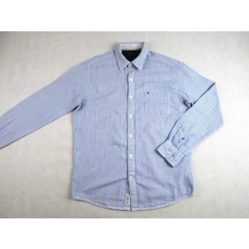   TOMMY HILFIGER VINTAGE FIT ELEGÁNS FEHÉR-PASZTELL-KÉK APRÓ KOCKÁS HOSSZÚ UJJÚ FÉRFI (M) ING