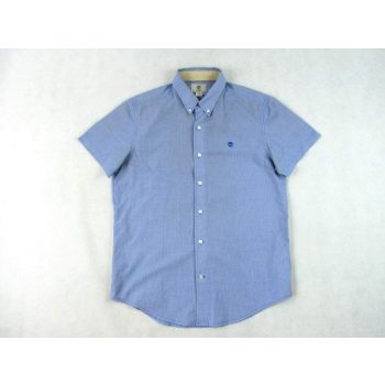   TIMBERLAND SLIM FIT ELEGÁNS KÉK-FEHÉR APRÓ KOCKÁS RÖVID UJJÚ FÉRFI (M) ING