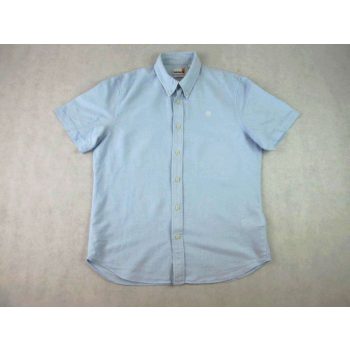   TIMBERLAND SLIM FIT FÉRFI (M) ELEGÁNS VILÁGOSKÉK RÖVID UJJÚ LENVÁSZON-PAMUT ING