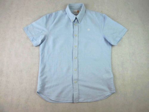 TIMBERLAND SLIM FIT FÉRFI (M) ELEGÁNS VILÁGOSKÉK RÖVID UJJÚ LENVÁSZON-PAMUT ING