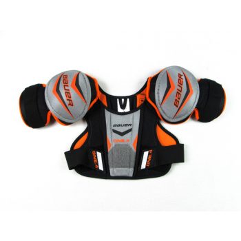   ÚJ! BAUER JUNIOR (GYEREK) (M) FEKETE-SZÜRKE-NARANCSSÁRGA JÉGKORONG VÁLLVÉDŐ