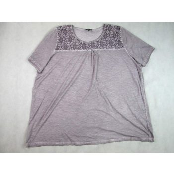   ULLA POPKEN ELEGÁNS CSINOS RÖVID UJJÚ NŐI (3XL / 4XL) FAKÓ-LILÁS-SZÜRKE KÖNNYED FELSŐ