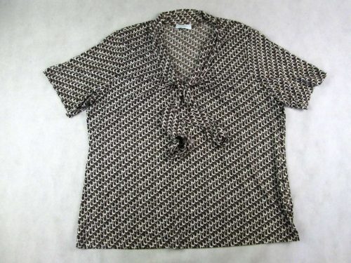 ULLA POPKEN ELEGÁNS CSINOS RÖVID UJJÚ NŐI (2XL / 3XL) SÖTÉTBARNA KÖNNYED RUGALMAS FELSŐ