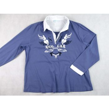   ULLA POPKEN ELEGÁNS HOSSZÚ UJJÚ NŐI (2XL) PASZTELL-KÉK GALLÉROS FELSŐ