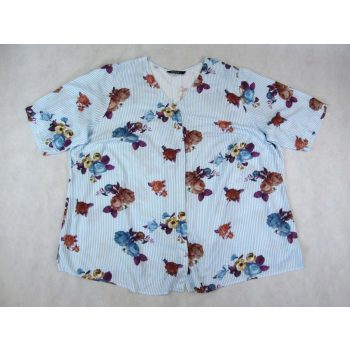   ULLA POPKEN RÖVID UJJÚ NŐI (4XL / 5XL) VILÁGOSKÉK KÖNNYED BLÚZ