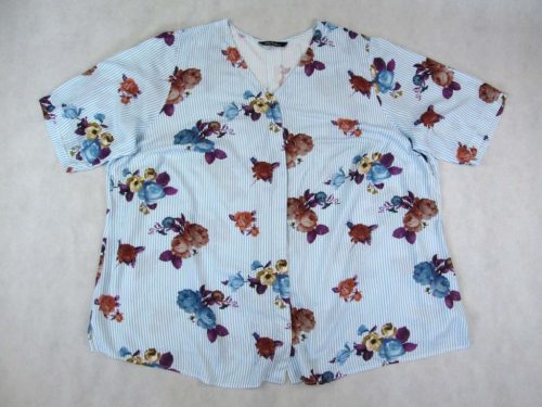 ULLA POPKEN RÖVID UJJÚ NŐI (4XL / 5XL) VILÁGOSKÉK KÖNNYED BLÚZ