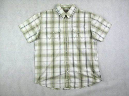 WRANGLER ELEGÁNS BÉZS-FEHÉR KOCKÁS RÖVID UJJÚ FÉRFI (M) ING