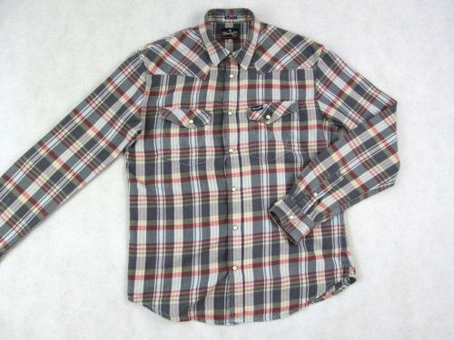 WRANGLER FÉRFI (S) ELEGÁNS BÉZS-SZÜRKE KOCKÁS HOSSZÚ UJJÚ ING