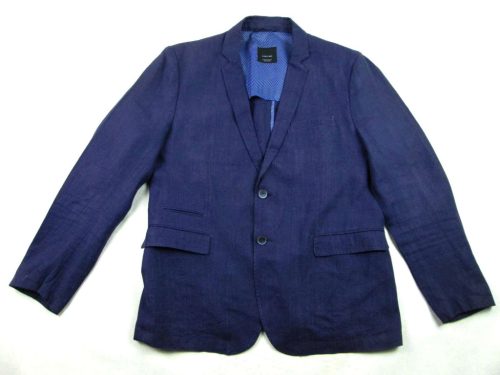 ZARA FÉRFI (XL / 2XL - 56-os) ELEGÁNS NAGYON KOMOLY KÖNNYED NYÁRI SÖTÉTKÉK LENVÁSZON ZAKÓ
